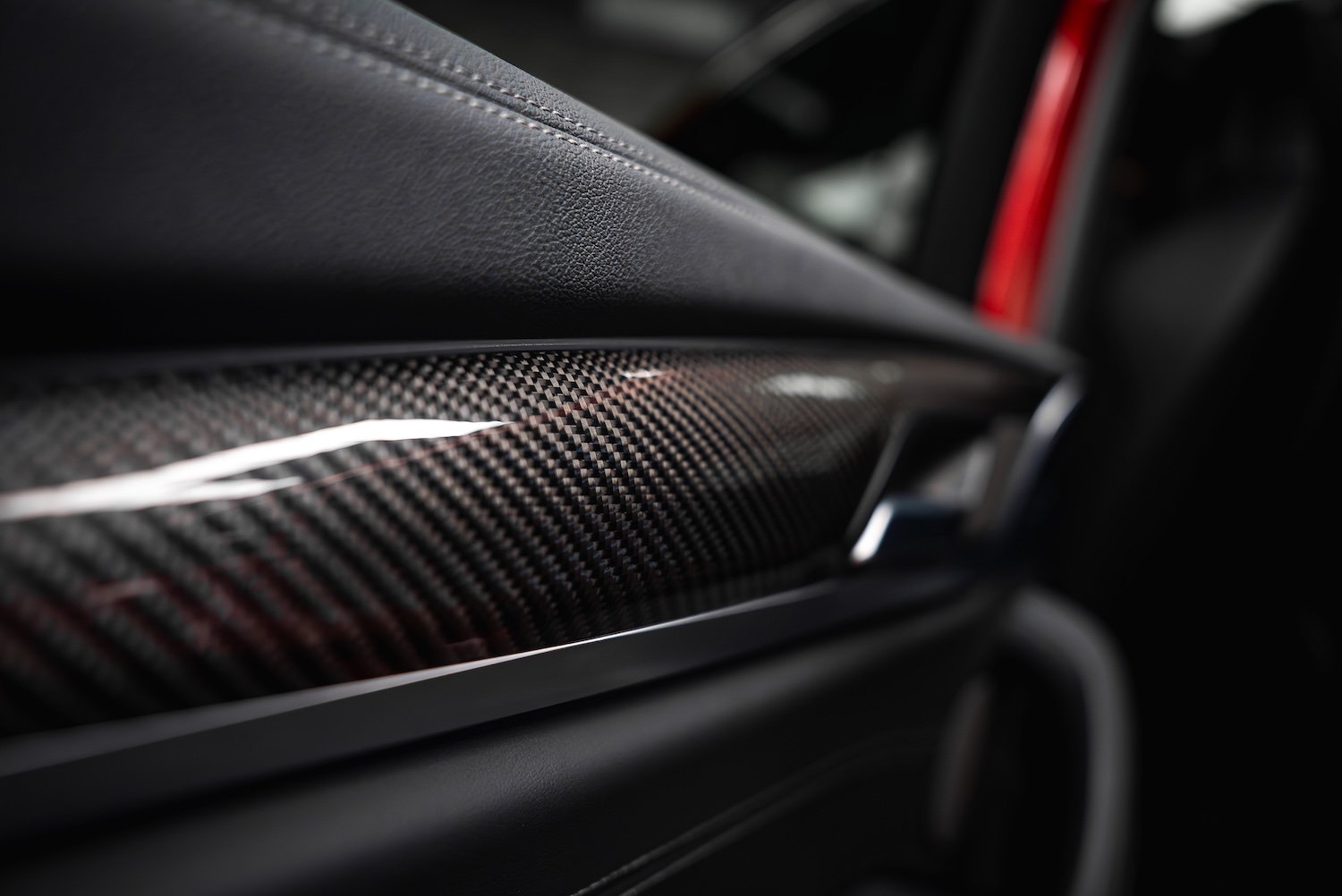 The interior door panel of a car